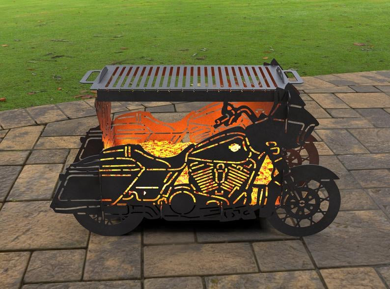 HD Road Glide motorcycle themed fire pit